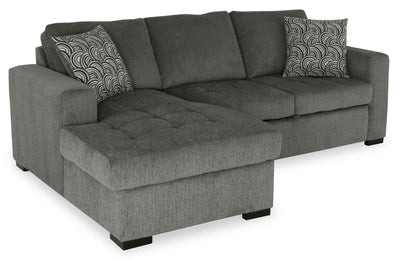 Made in Canada Legend 2-Piece Left-Facing Chenille Fabric Sleeper Sectional with Storage Chaise - Pewter Brown | Sofa-lit sectionnel de gauche Legend 2 pièces fabriqué au Canada en tissu de chenille avec fauteuil long de rangement - brun étain