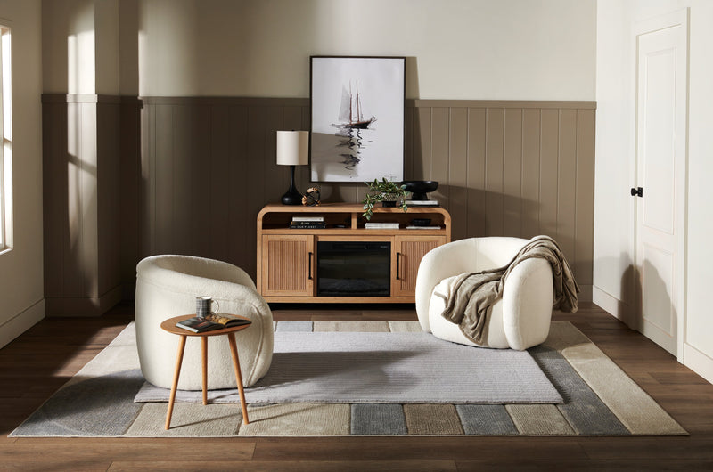 Scott Living Lenore 60\" Electric Fireplace TV Stand with Storage - Natural