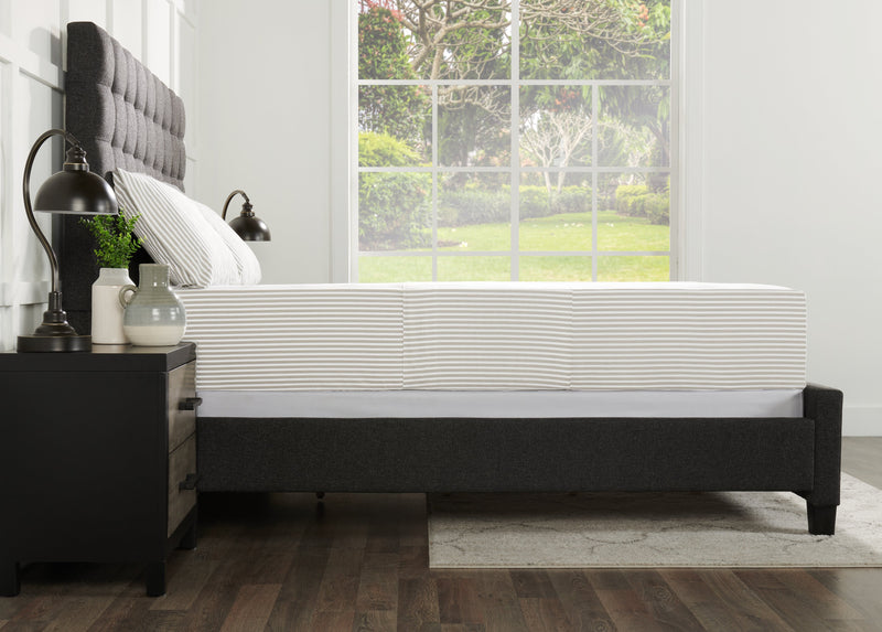 Striped 4-Piece Full Cotton Sheet Set - Light Grey