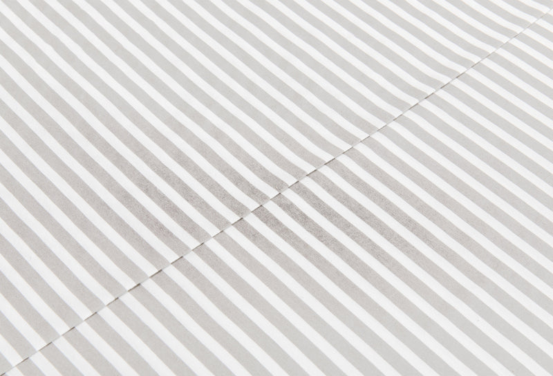 Striped 4-Piece Full Cotton Sheet Set - Light Grey