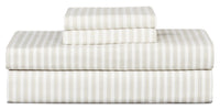 Striped 4-Piece King Cotton Sheet Set - Light Grey