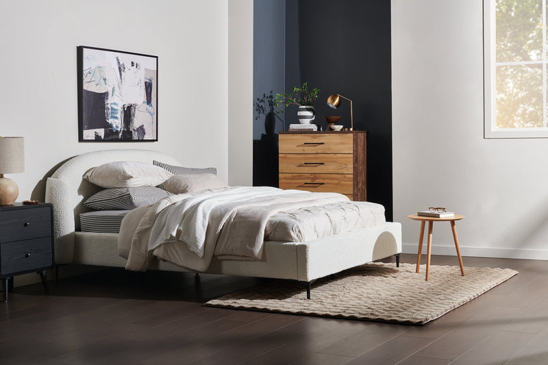 Milan Bedside 2-Drawer Nightstand, Mid-Century Modern,  22\"W x 26\"H - Black