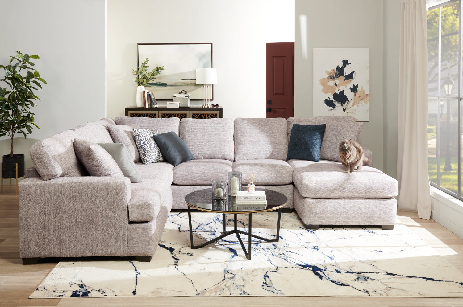 THREE CORNERED~THE BRICK’S TONE BEST Made in Canada Luxe 3-Piece Right-Facing Fabric Sectional