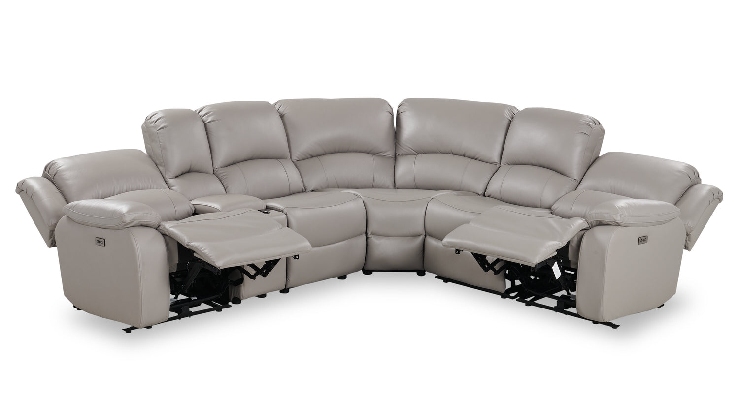 Marcel 6 Piece Genuine Leather Reclining Sectional Grey