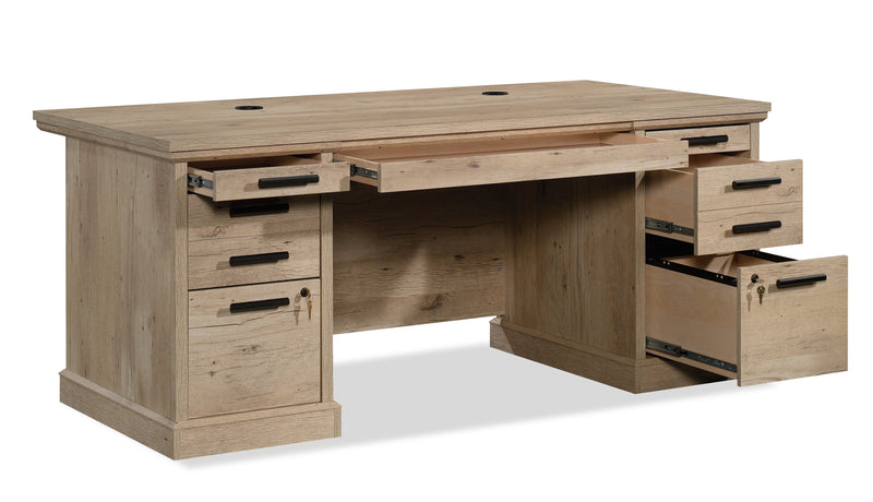 Mason Peak 71.10\" Commercial Grade Executive Office Desk with 6-Drawers - Prime Oak