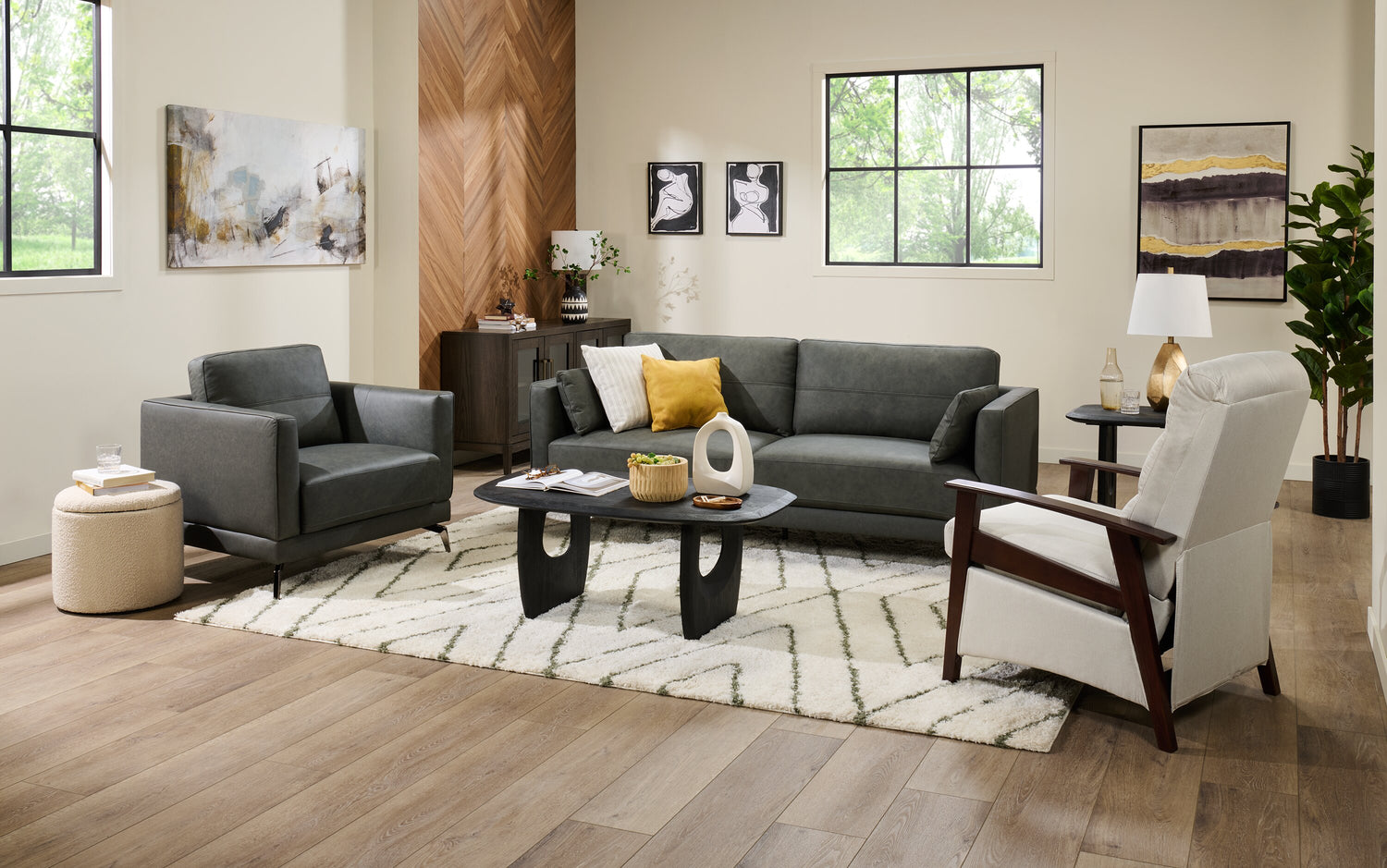 Melrose Top-Grain Genuine Leather Sofa with Metal Legs