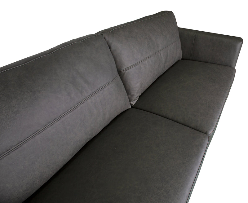 Melrose 84.5\" Top-Grain Genuine Leather Sofa with Metal Legs - Grey