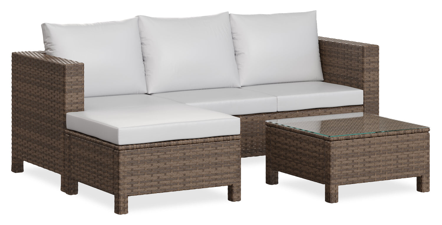 Miami 3-Piece Outdoor Patio Conversation Set with Sofa, Ottoman