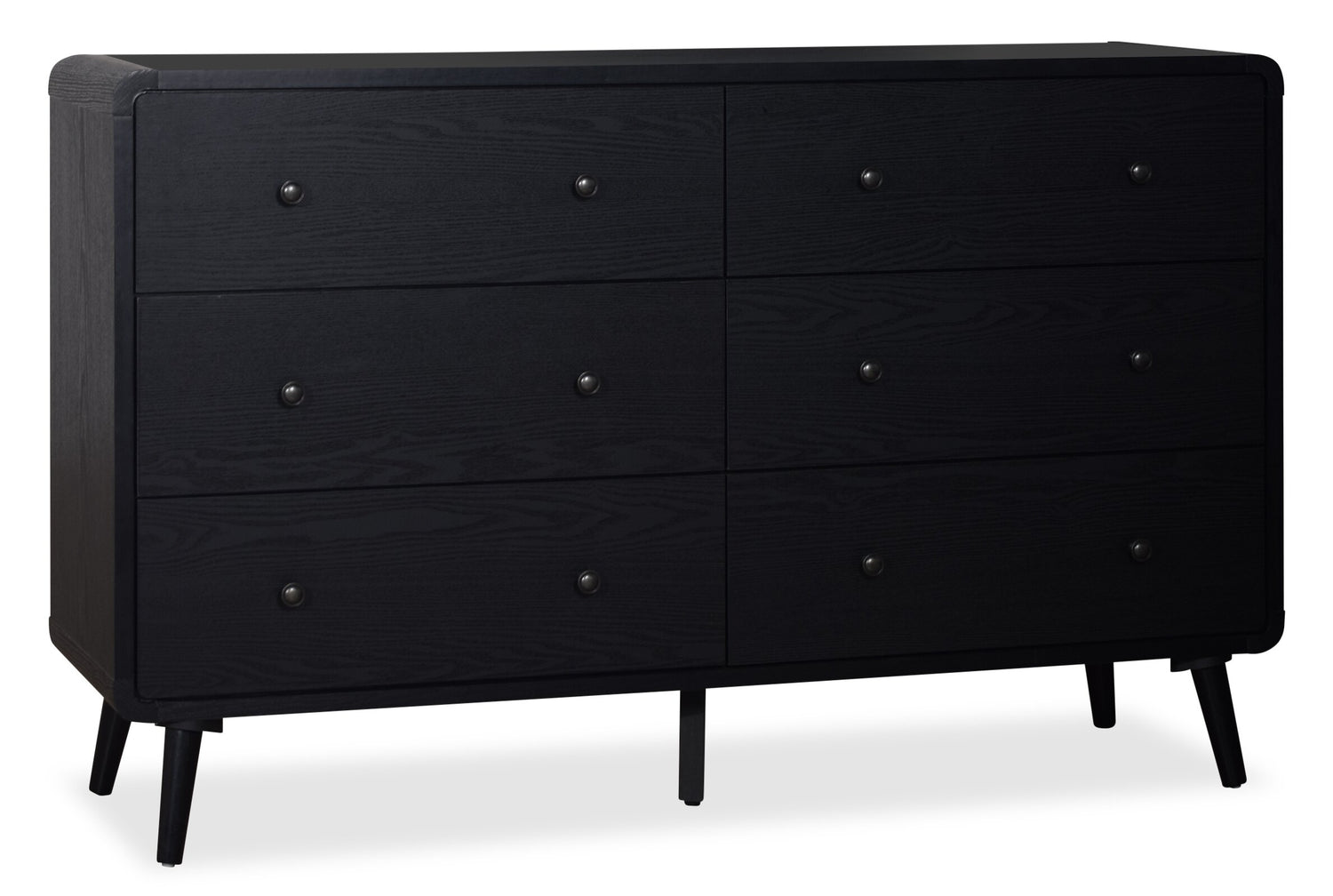 mid century black dresser Milan Bedroom 6-Drawer Dresser, Mid-Century Modern, 59"W x 36"H - B