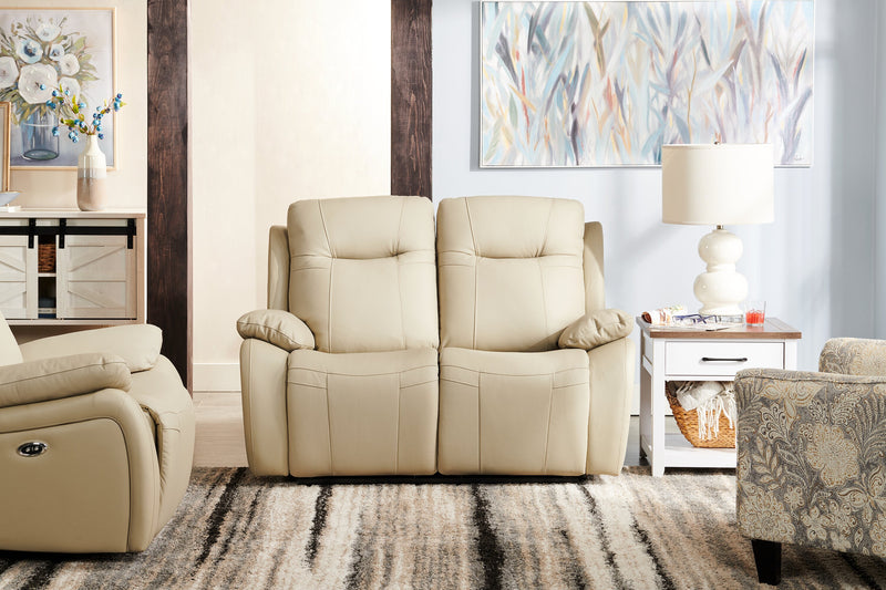 Kora Genuine Leather Power Reclining Loveseat Beige The Brick