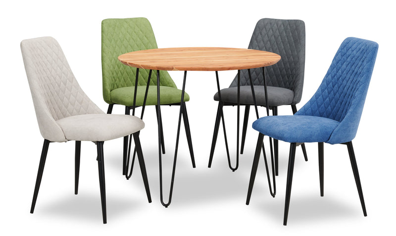 Miya Dining Table, Acacia Wood, Metal, 36\"W Round - Natural