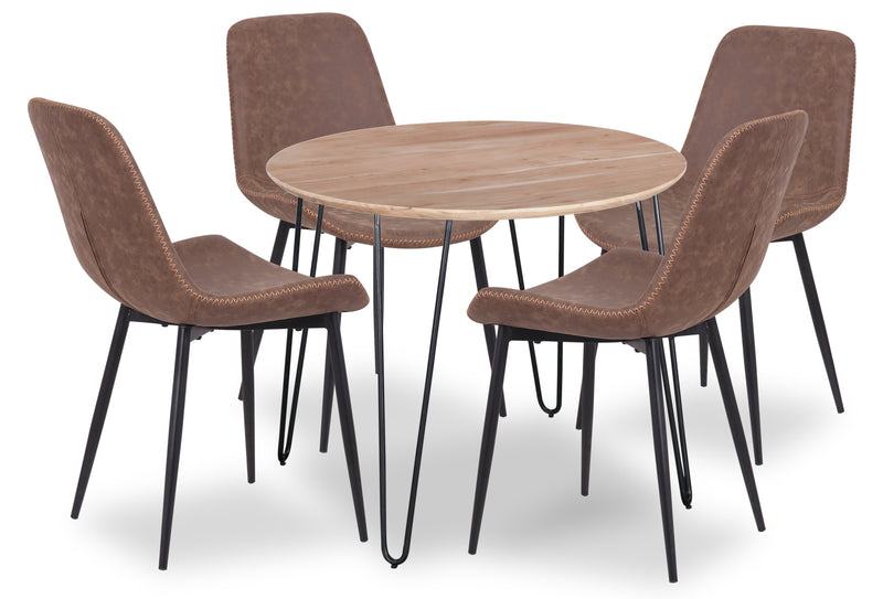 Miya Dining Table, Acacia Wood, Metal, 36\"W Round - Natural