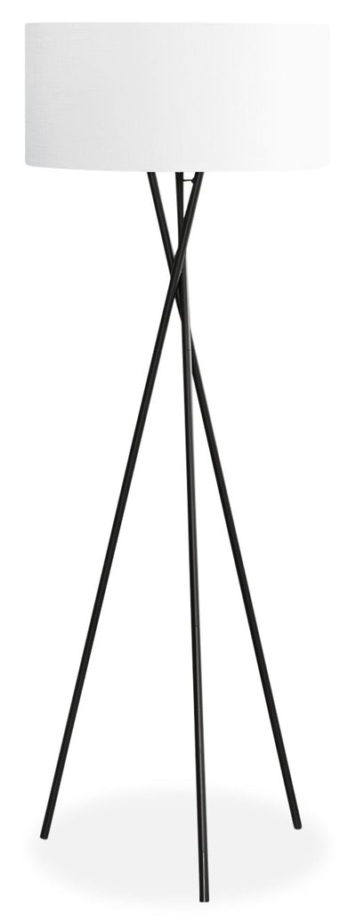 62" Black Metal Tripod Floor Lamp|Lampe à pied de style trépied de 62 po en métal noir