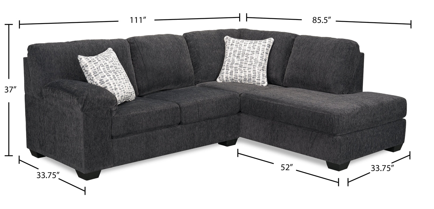 Made in Canada Morgan 2-Piece Right-Facing Chenille Fabric