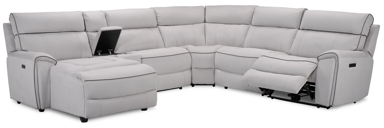 Cindy Crawford Home Newport 6-Piece Left-Facing Faux Suede Power