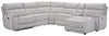 Cindy Crawford Home Newport 6-Piece Right-Facing Faux Suede Power Reclining Sectional with USB Port - Grey