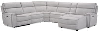 Cindy Crawford Home Newport 6-Piece Right-Facing Faux Suede Power Reclining Sectional with USB Port - Grey 