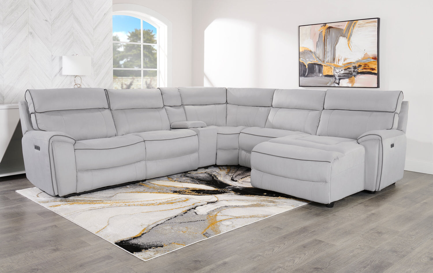 Cindy Crawford Home Newport 6-Piece Right-Facing Faux Suede Power