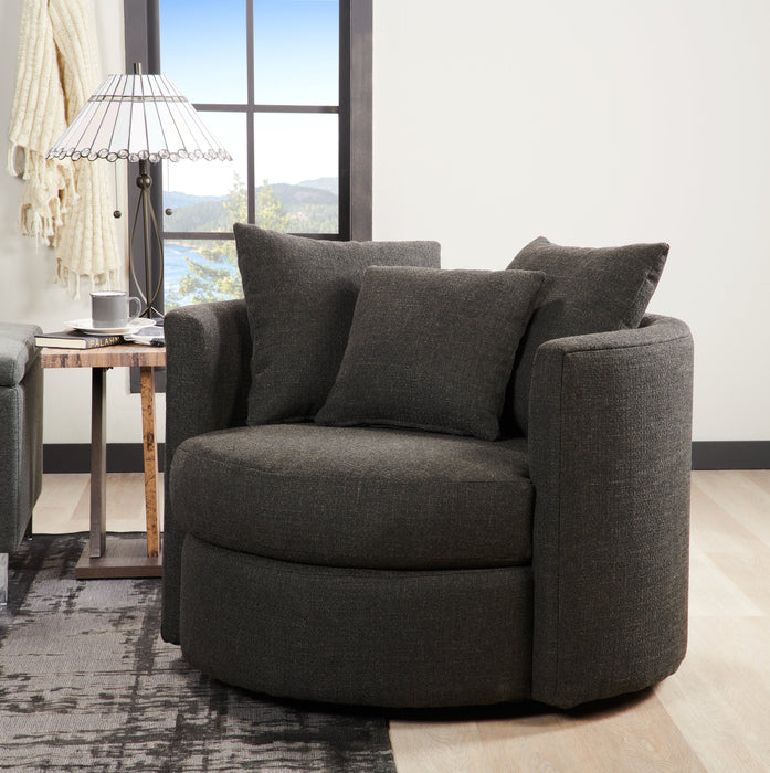 Made in Canada Sofa Lab Customizable Nest 41\" Linen-Look Fabric Swivel Accent Chair - Luna Kohl Grey