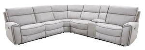 Newport 6-Piece Faux Suede L-Shaped Power Reclining Sectional - Grey | Sofa sectionnel à inclinaison électrique en forme de L Newport 6 pièces en suédine - gris | NEWGYSEC