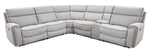 Newport 6-Piece Faux Suede L-Shaped Power Reclining Sectional - Grey