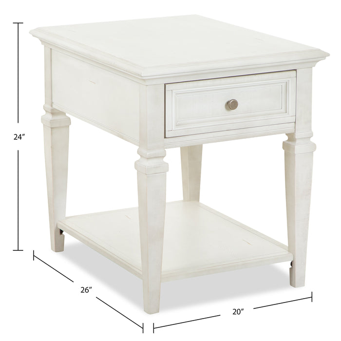 Newman  20\" Traditional End Table with Storage and Shelf - Alabaster White Pine