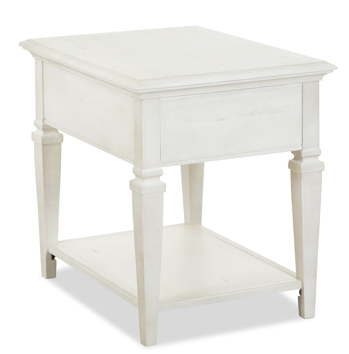 Newman  20\" Traditional End Table with Storage and Shelf - Alabaster White Pine