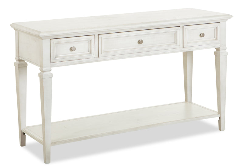 Newman  50\" Traditional Sofa Table with Storage and Shelf - Alabaster White Pine