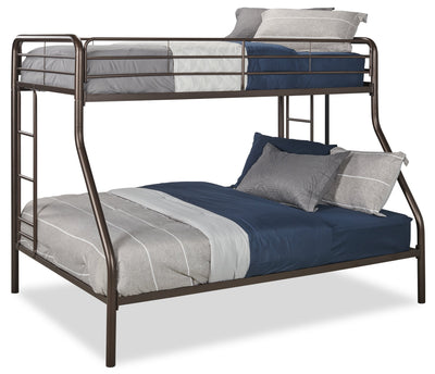 Noah Bunk Bed with Ladder & Guard Rail for Kids, Metal, Dark Bronze - Twin/Full | Lits superposés Noah en métal pour enfants avec échelle et garde-corps, bronze foncé - simple et double