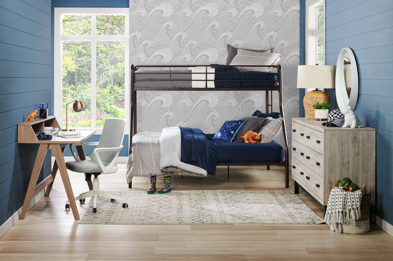 Noah Bunk Bed with Ladder & Guard Rail for Kids, Metal, Dark Bronze - Twin/Full