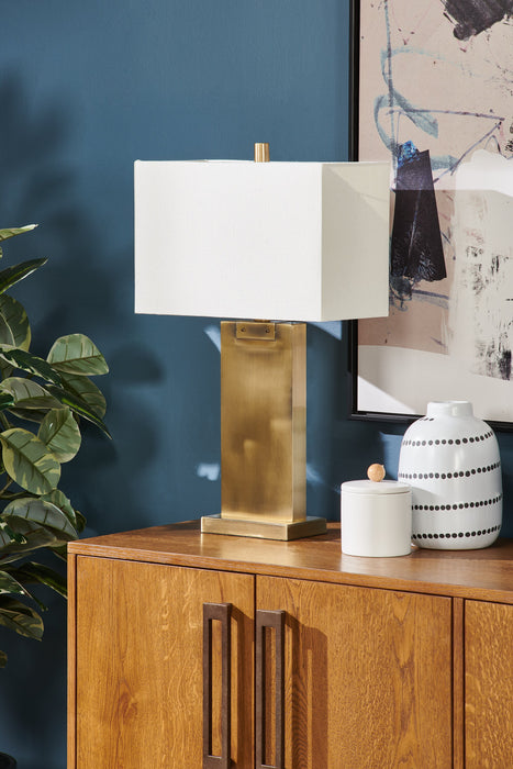 Nolan 26\" Antique Brass Metal Table Lamp 