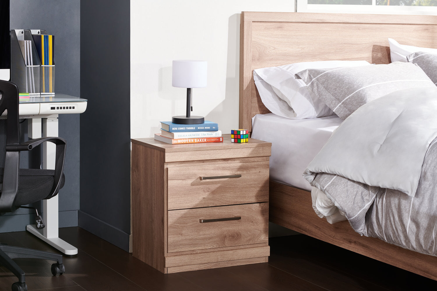 Oakley Bedside 2-Drawer Nightstand, 21