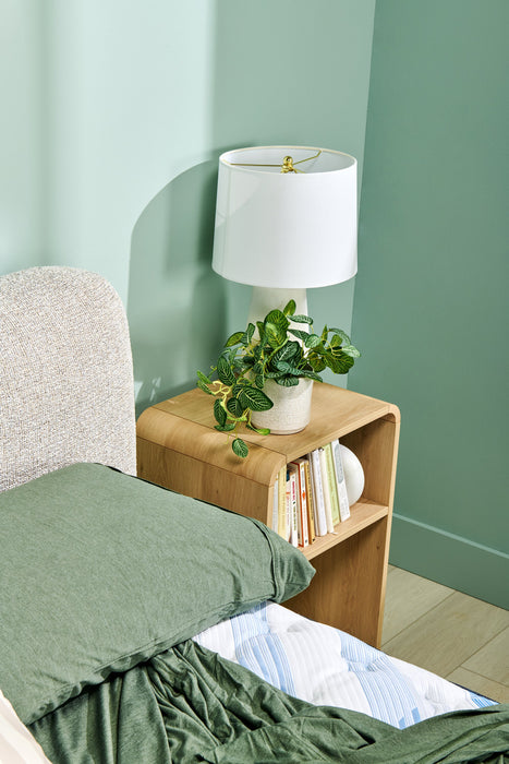 Odin Bedside Nightstand with Storage Shelf, 18\"W x 25.75\"H - Natural