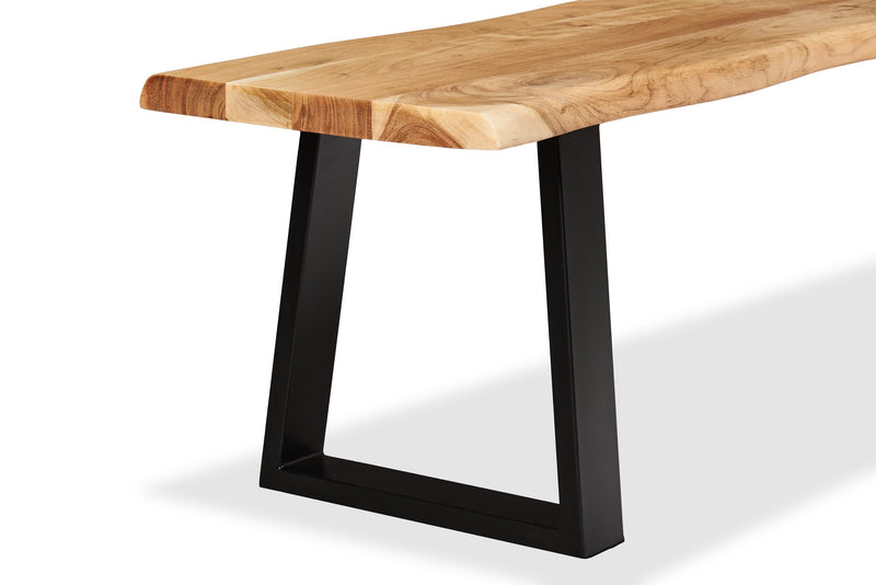 Oskar Dining Bench, Acacia Wood & Metal, 70\"W - Natural & Black