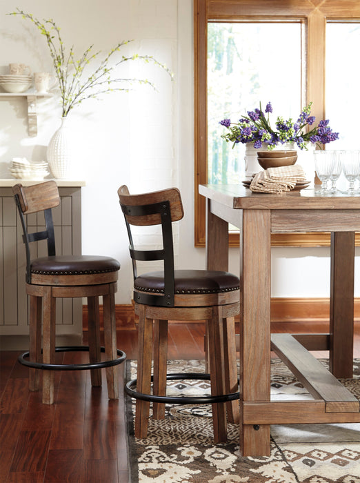 Otis Counter-Height Stool with Swivel Seat, Vegan Leather Fabric, Metal - Brown