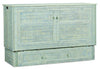 Parker Cabinet Bed with Memory Foam Mattress, Seafoam - Queen Size