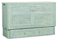 Parker Cabinet Bed with Memory Foam Mattress, Seafoam - Queen Size 
