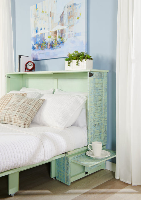 Parker Cabinet Bed with Memory Foam Mattress, Seafoam - Queen Size