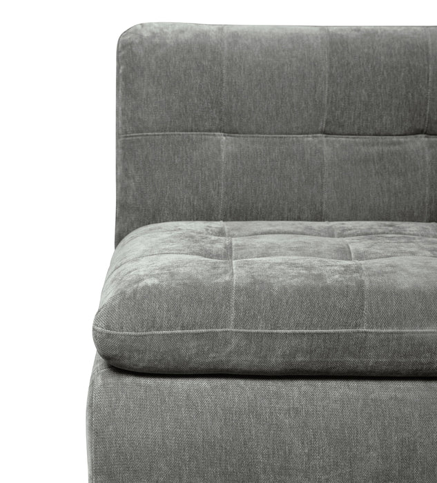 Scott Living Plaza Modular 42.5\" Fabric Corner Chair with Tufted Back Cushions and Metal Legs - Grey