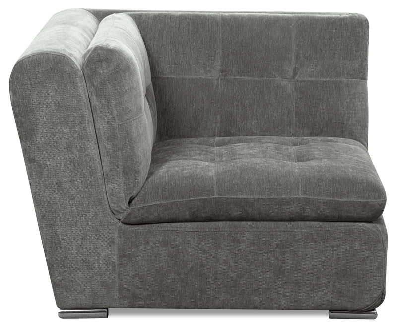 Scott Living Plaza Modular 42.5\" Fabric Corner Chair with Tufted Back Cushions and Metal Legs - Grey