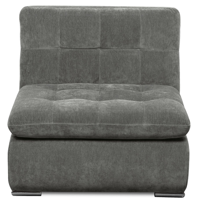 Scott Living Plaza Modular 5-Piece Fabric Sectional with Storage Console, Dual Cupholders and Ottoman - Grey