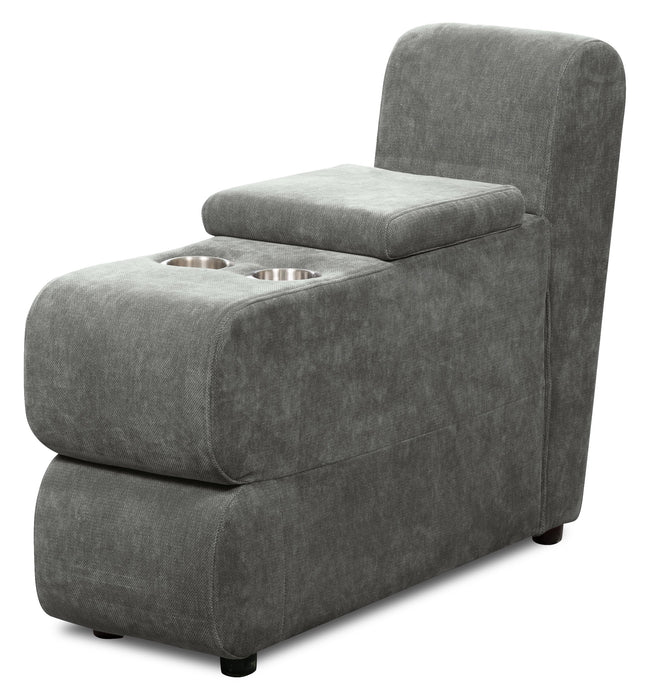 Scott Living Plaza Modular 5-Piece Fabric Sectional with Storage Console, Dual Cupholders and Ottoman - Grey