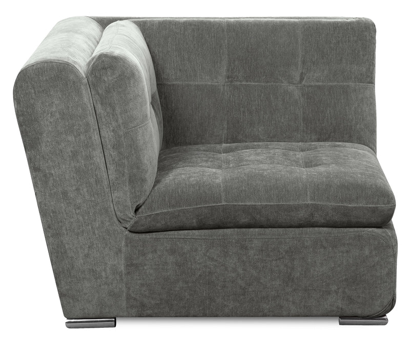 Scott Living Plaza Modular 5-Piece Fabric Sectional with Storage Console, Dual Cupholders and Ottoman - Grey