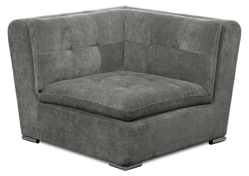 Scott Living Plaza Modular 5-Piece Fabric Sectional with Storage Console, Dual Cupholders and Ottoman - Grey