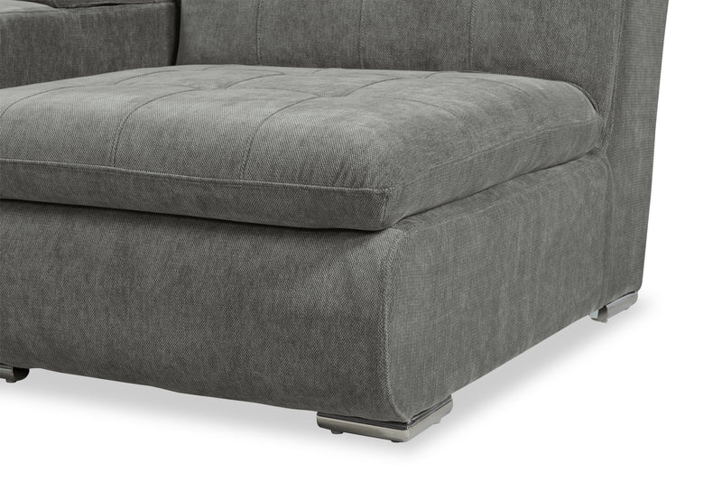 Scott Living Plaza Modular 7-Piece Fabric Sectional with Storage Console and Dual Cupholders - Grey