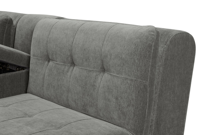 Scott Living Plaza Modular 7-Piece Fabric Sectional with Storage Console and Dual Cupholders - Grey