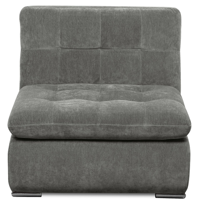 Scott Living Plaza Modular 7-Piece Fabric Sectional with Storage Console and Dual Cupholders - Grey