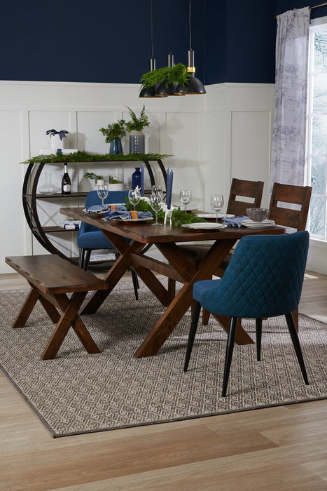 Plum Dining Chair with Polyester Fabric, Wood, Ladder-Back - Nutmeg Brown