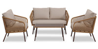 Porto 4-Piece Patio Conversation Set - Brown 