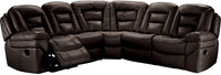 Leo 5-Piece Leather-Look Fabric Reclining Sectional - Walnut Brown 
